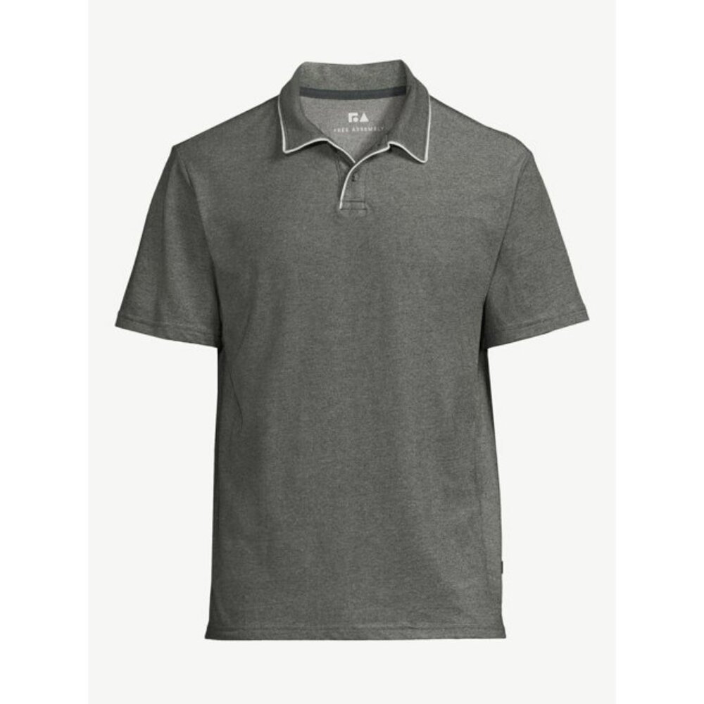 3/$25 NWT Free Assembly Men’s Oxford Pique Polo Shirt – Grey, Short Sleeve
